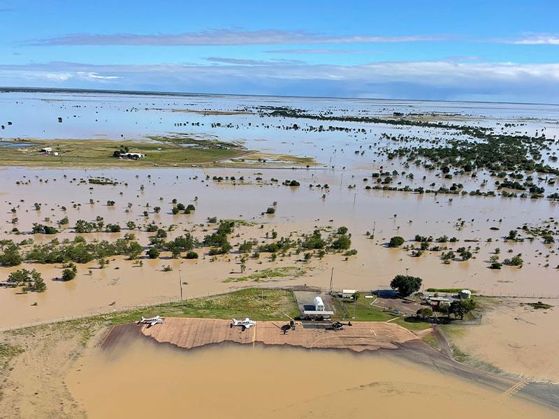 flooded field and airstrip