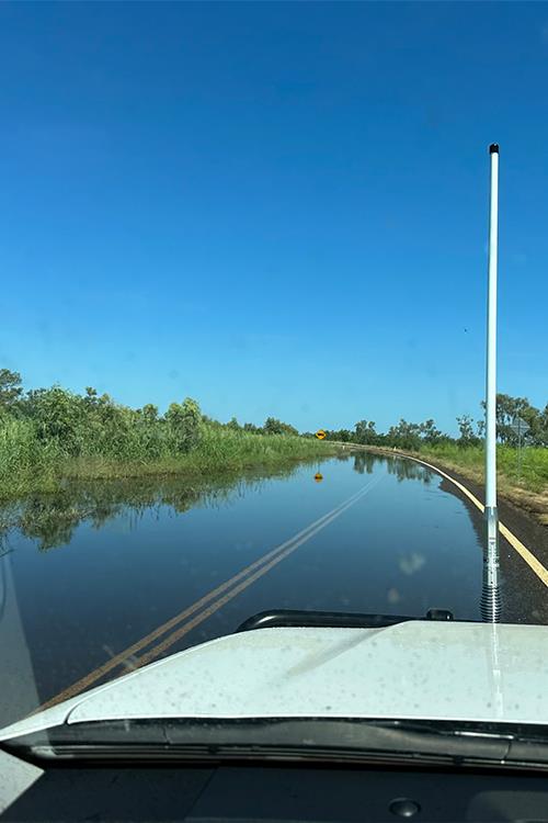 Road flooded with water