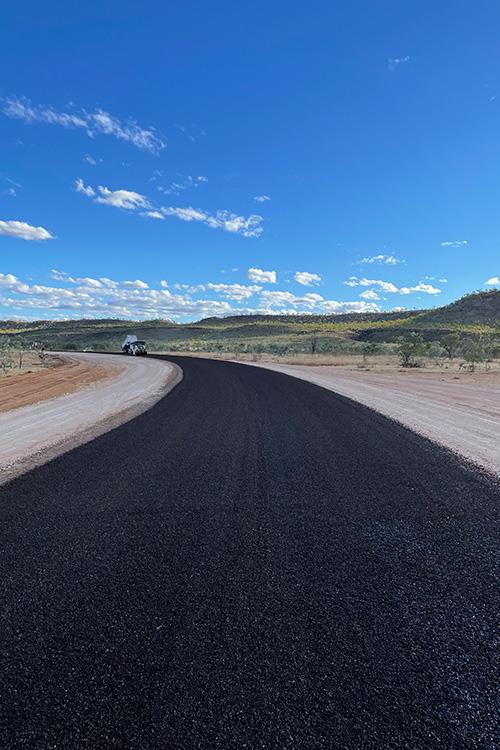 freshly laid bitumen on road