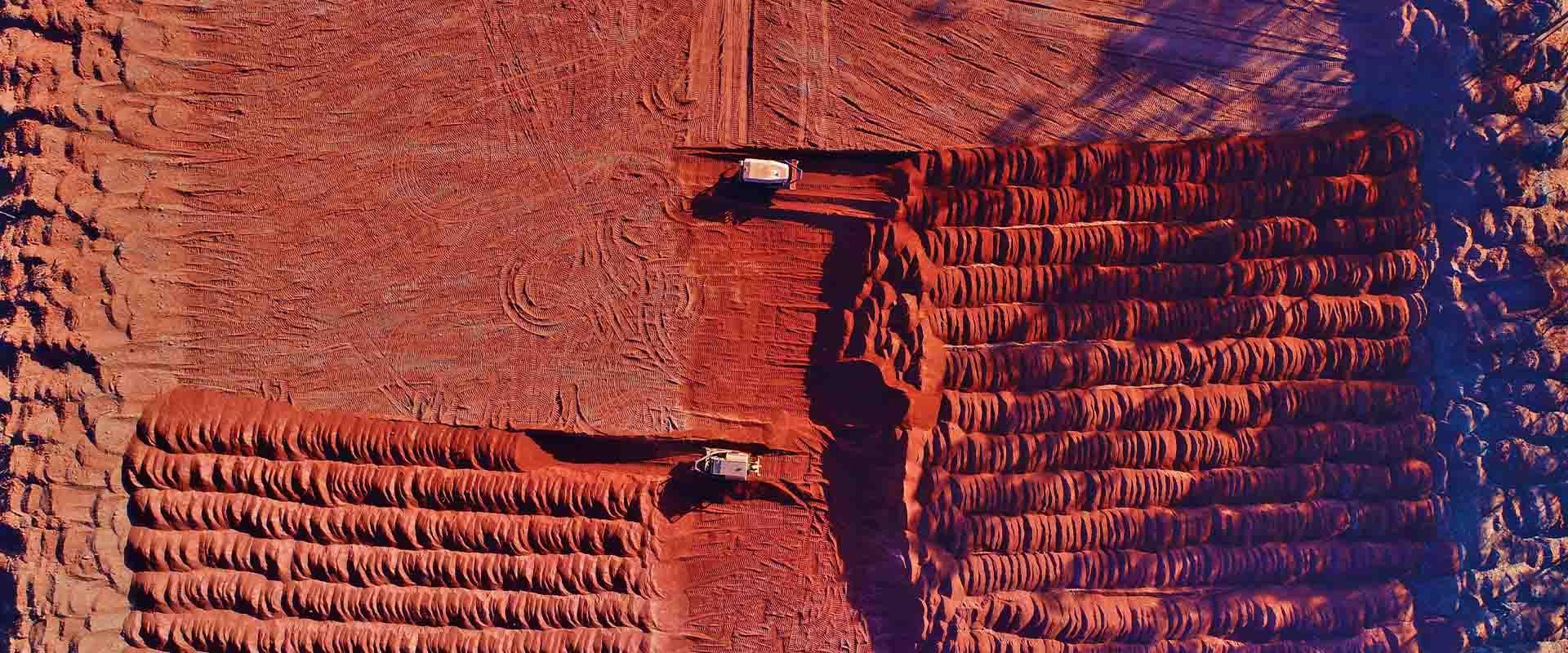 aerial view of bulldozers