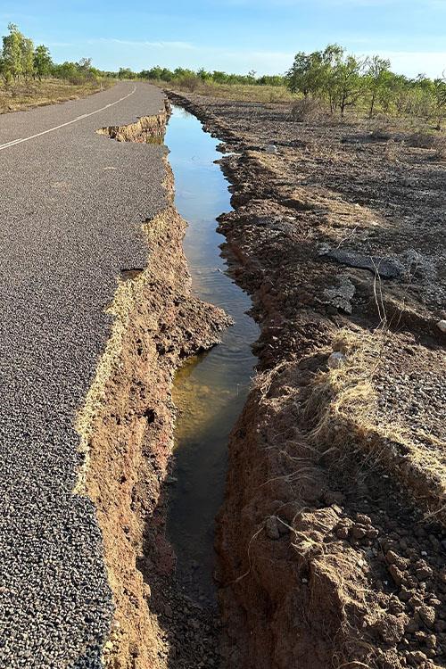 road with crack down the side